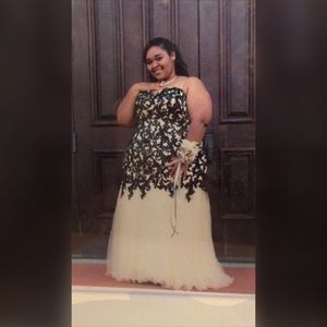 Champagne and black mermaid dress